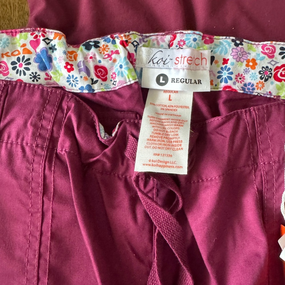 Koi Purple Casual Pants with Adjustable Waist